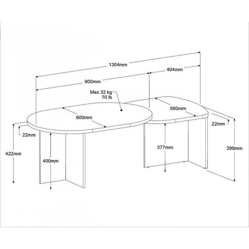 Τραπεζάκι Σαλονιού West 130x60x42