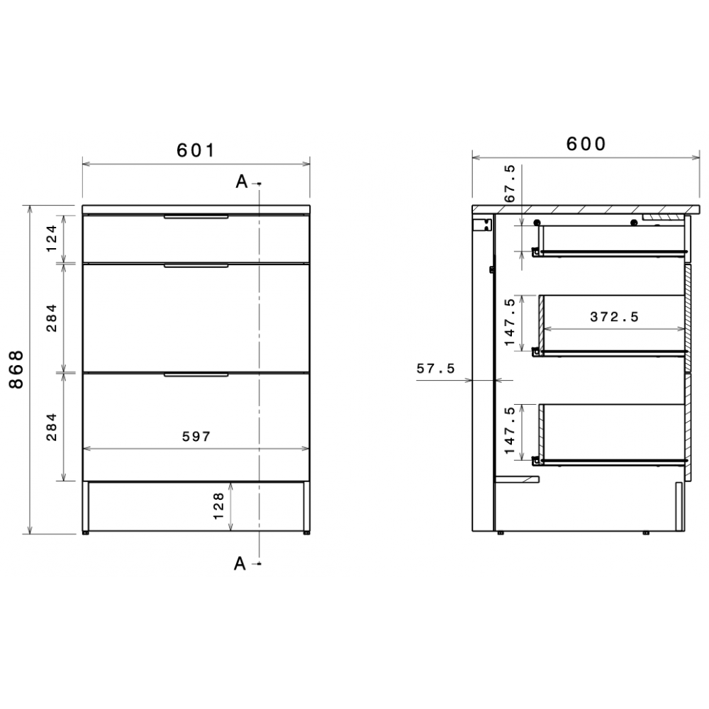 Επιδαπέδιο ντουλάπι Evoria 60 3D 60x60x87
