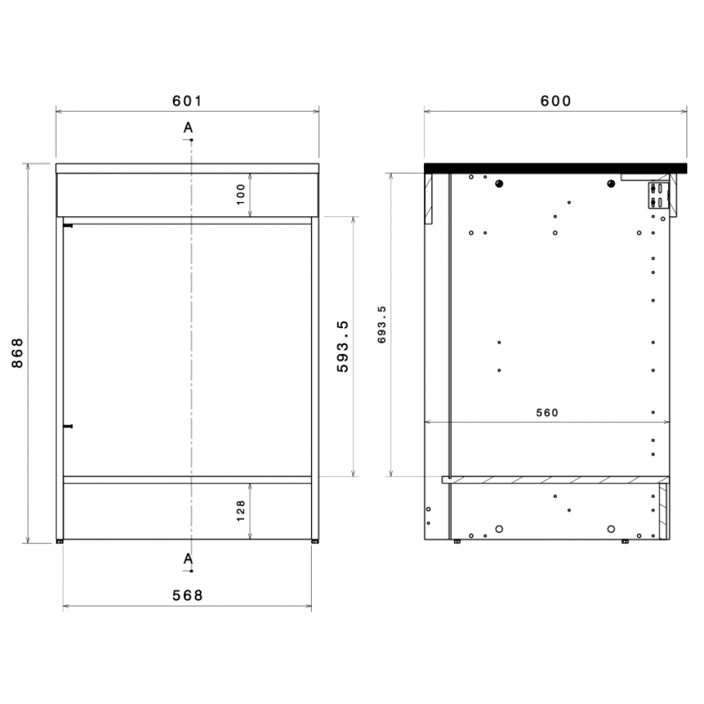 Επιδαπέδιο Ντουλάπι Φούρνου Evoria 60x60x87