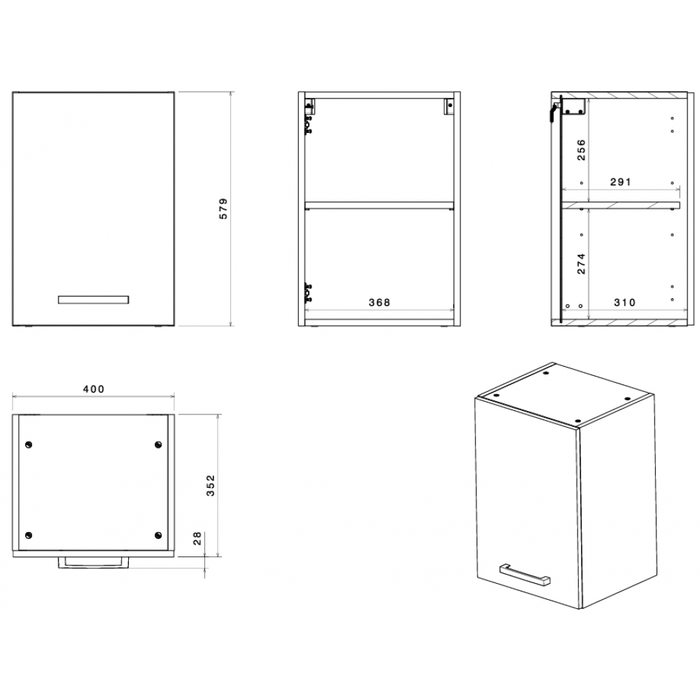 Κρεμαστό ντουλάπι Jeden 40-Φυσικό 40x35.6x57.9