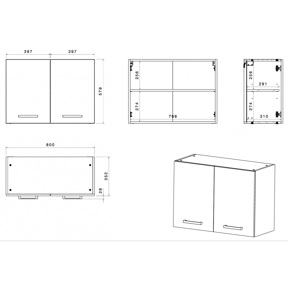 Κρεμαστό ντουλάπι Jeden 60-Φυσικό 60x35.6x57.9