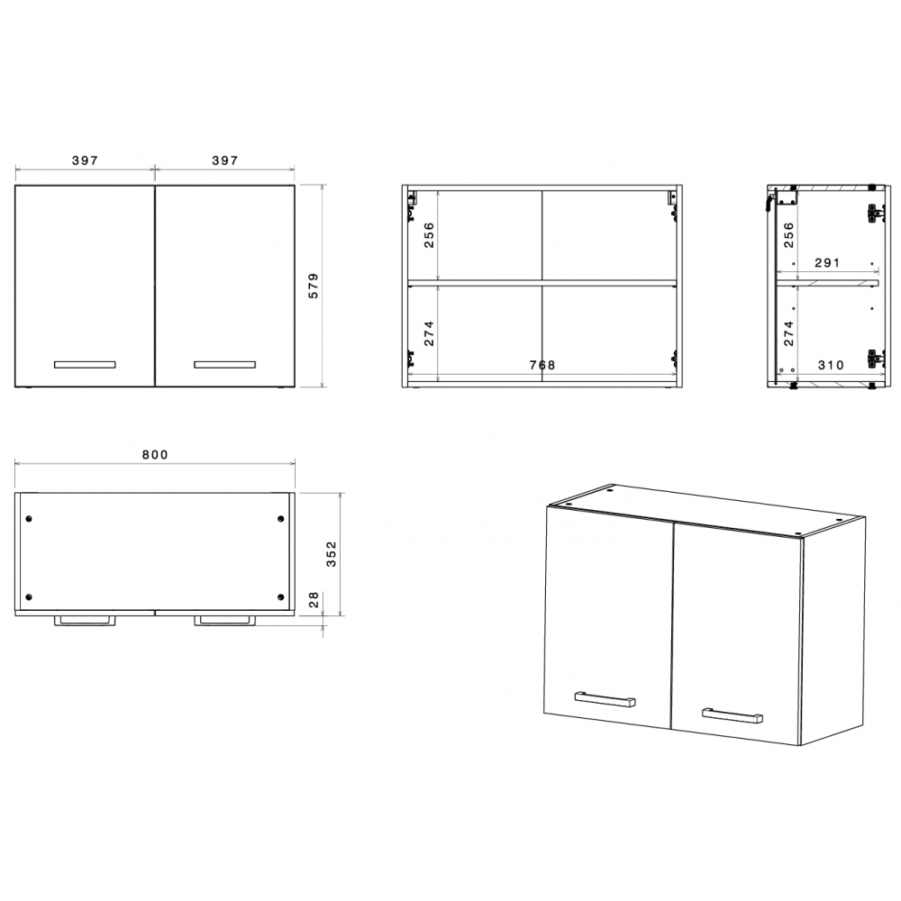 Κρεμαστό ντουλάπι Jeden 80-Φυσικό 80x35.6x57.9