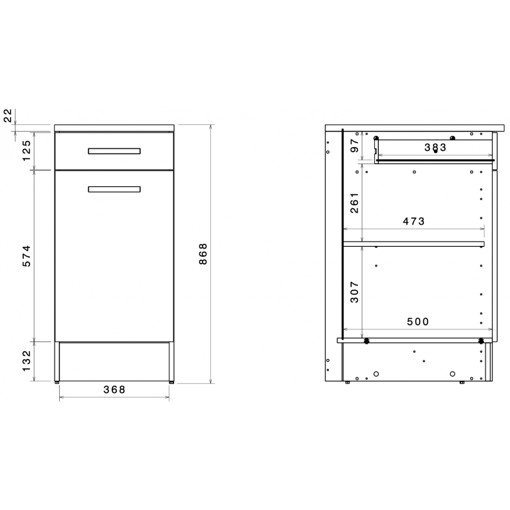 Επιδαπέδιο ντουλάπι Jeden 40 2D-Φυσικό 40x60x86