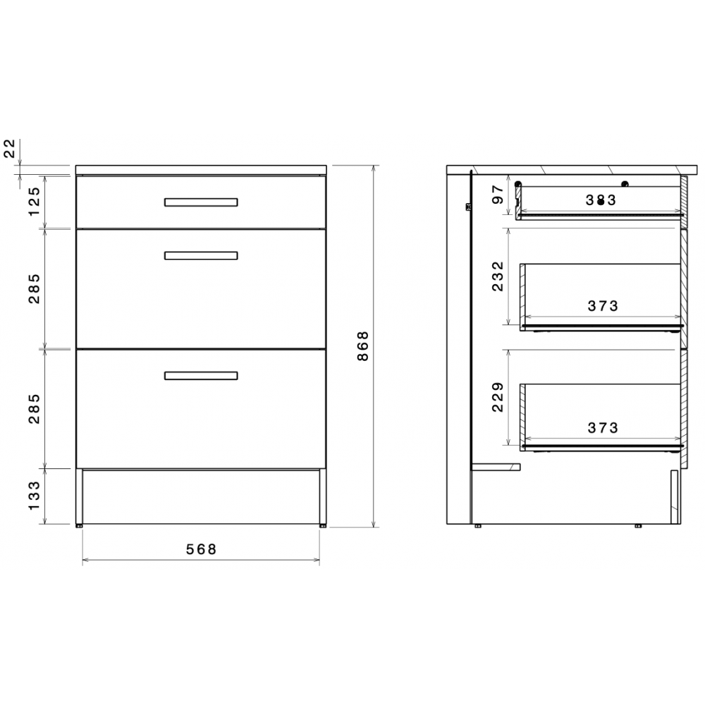 Επιδαπέδιο ντουλάπι Jeden 60 3D-Φυσικό 60x60x86