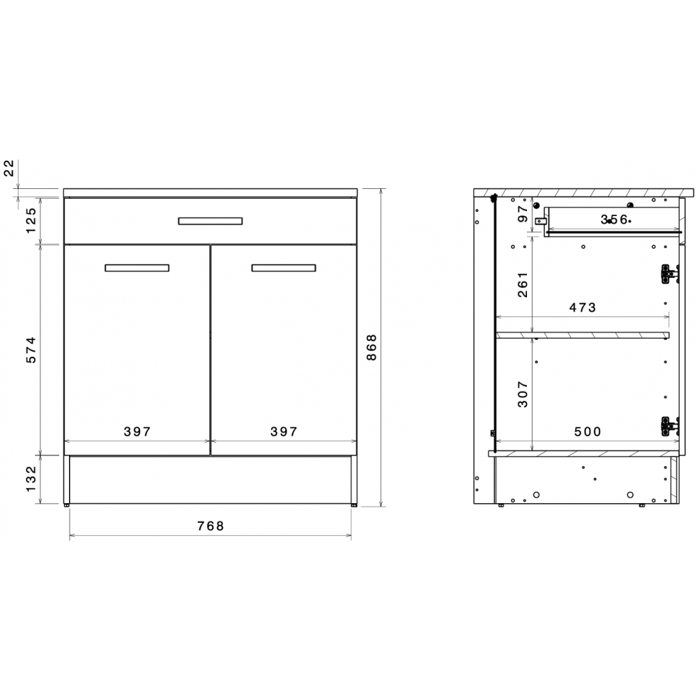 Επιδαπέδιο ντουλάπι Jeden 80 3D-Φυσικό 80x60x86