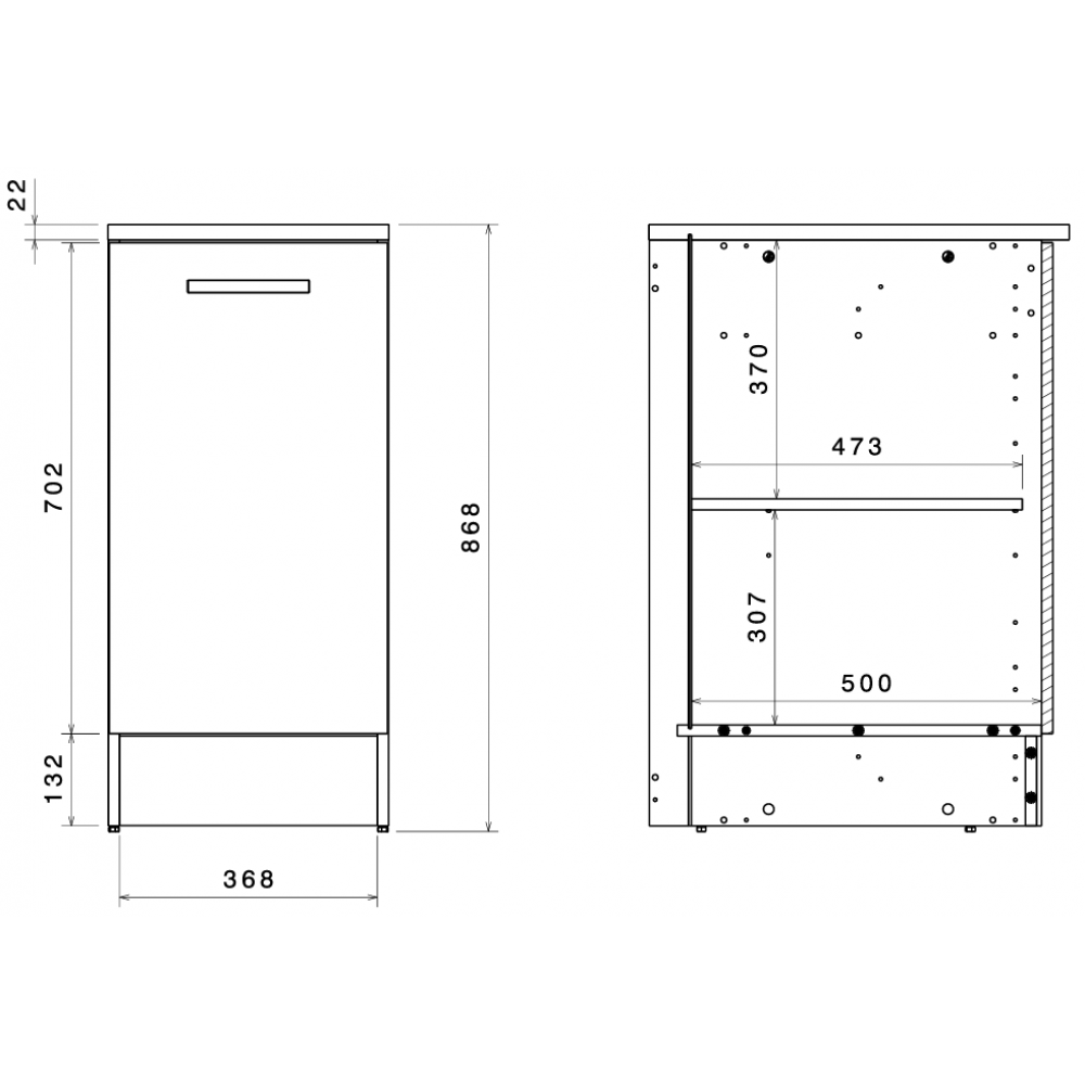 Επιδαπέδιο ντουλάπι Jeden 40 1D-Φυσικό 40x60x86