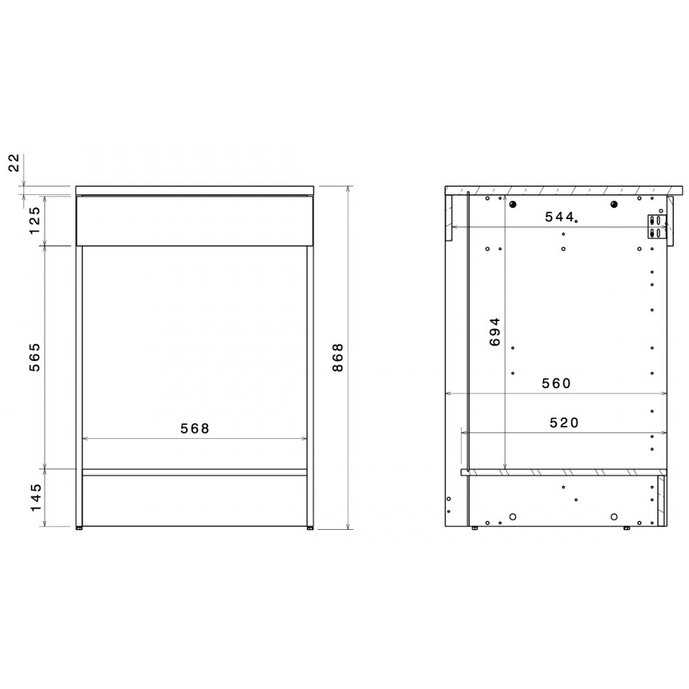 Επιδαπέδιο ντουλάπι φούρνου Jeden 60-Φυσικό 60x60x86