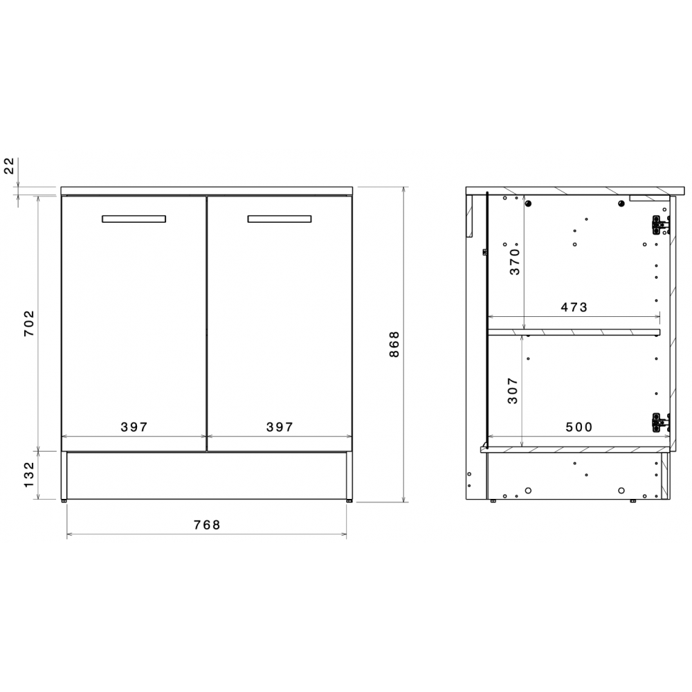 Επιδαπέδιο ντουλάπι Jeden 80 2D-Φυσικό 80x60x86