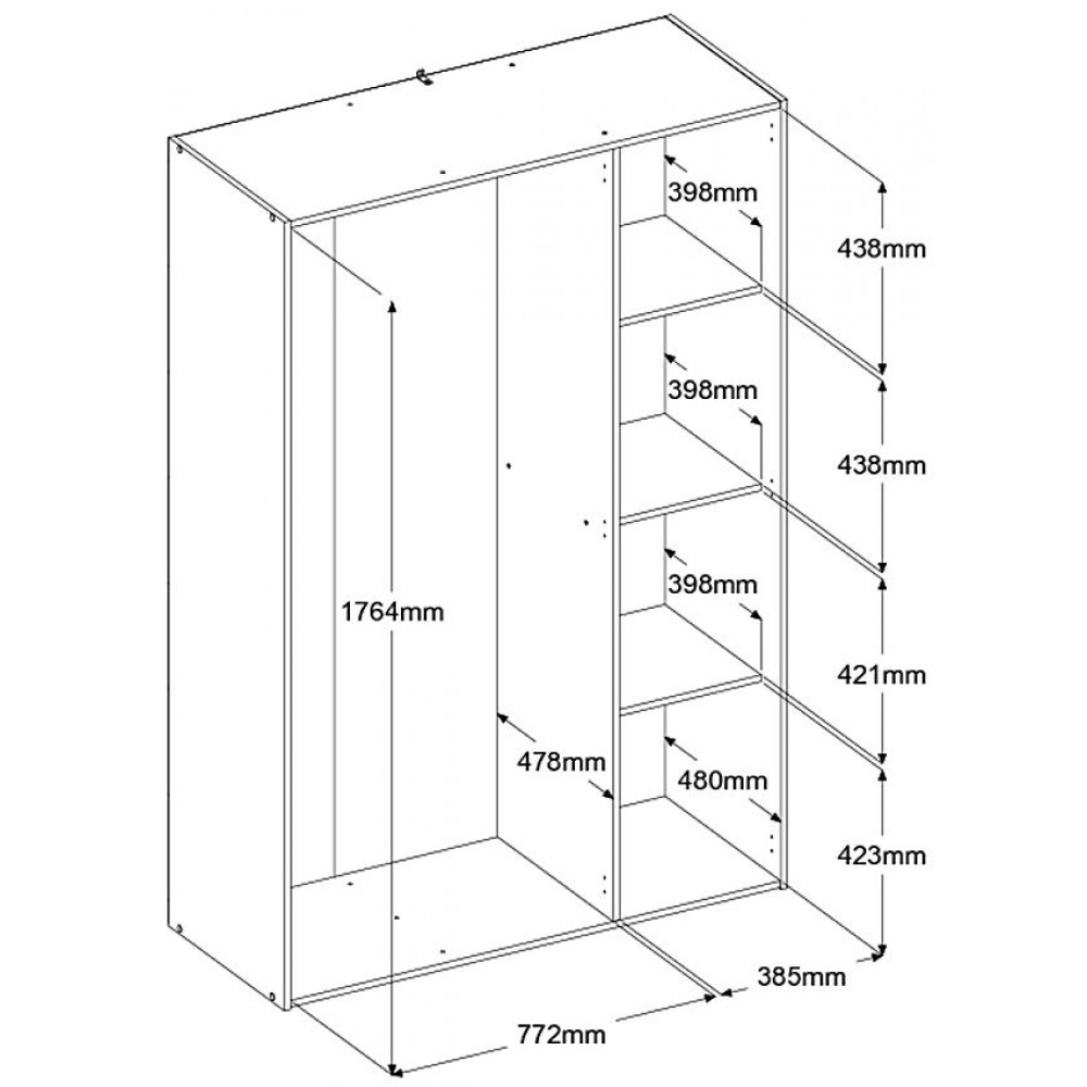 Ντουλάπα Uvelia Δίφυλλη 80x49x180