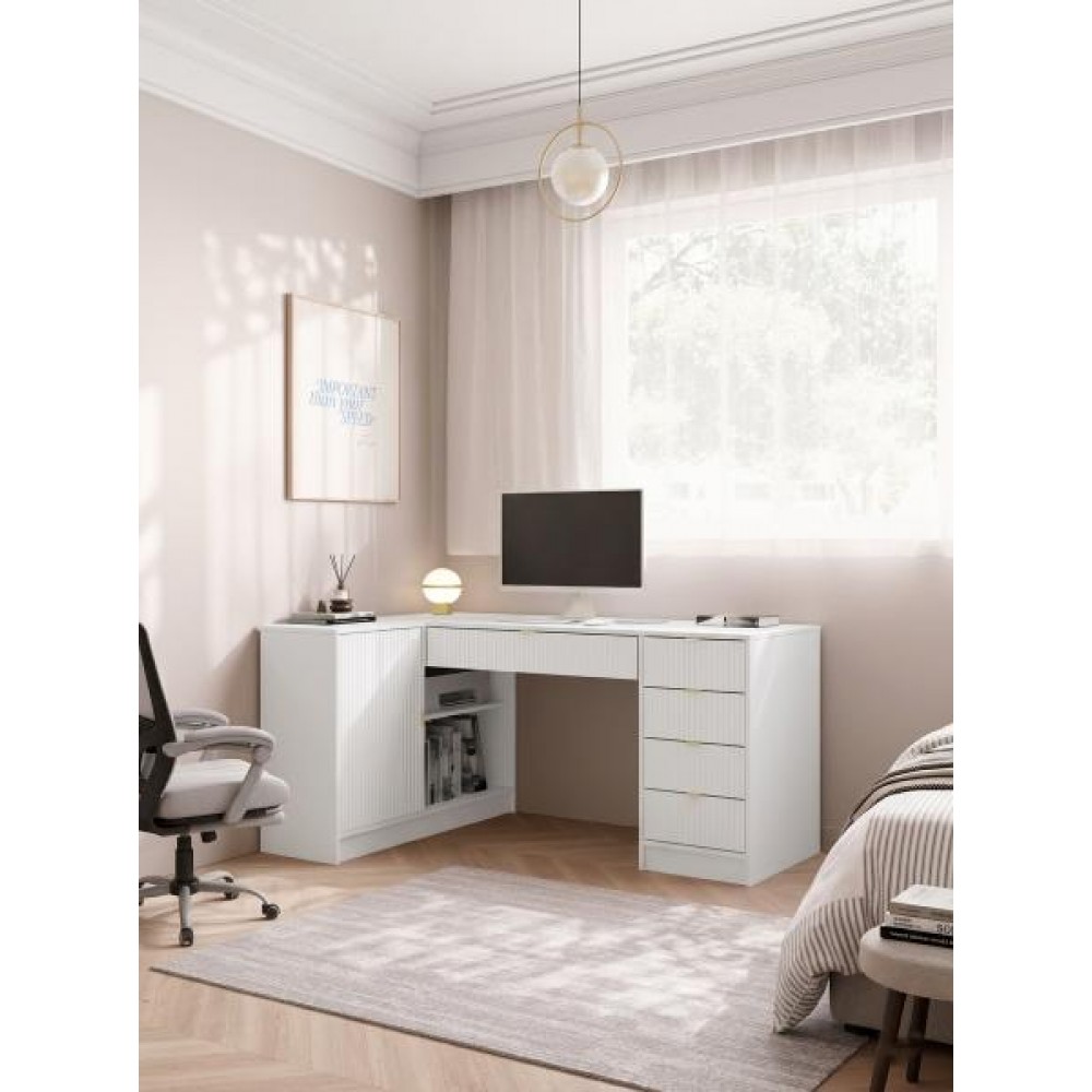 Γωνιακό Γραφείο Tireno-Λευκό 158x98x76