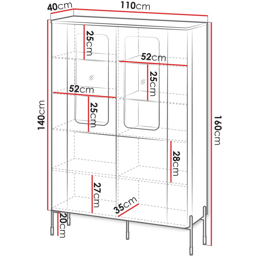 Βιτρίνα Vera 110-Βέγγε 110x40x160