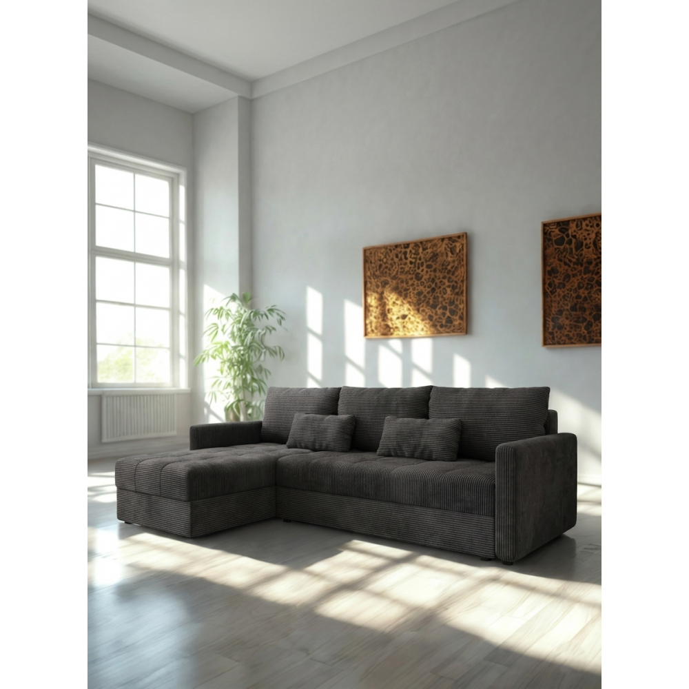 Γωνιακός καναπές Ralevia-Ανθρακί 226x84x85