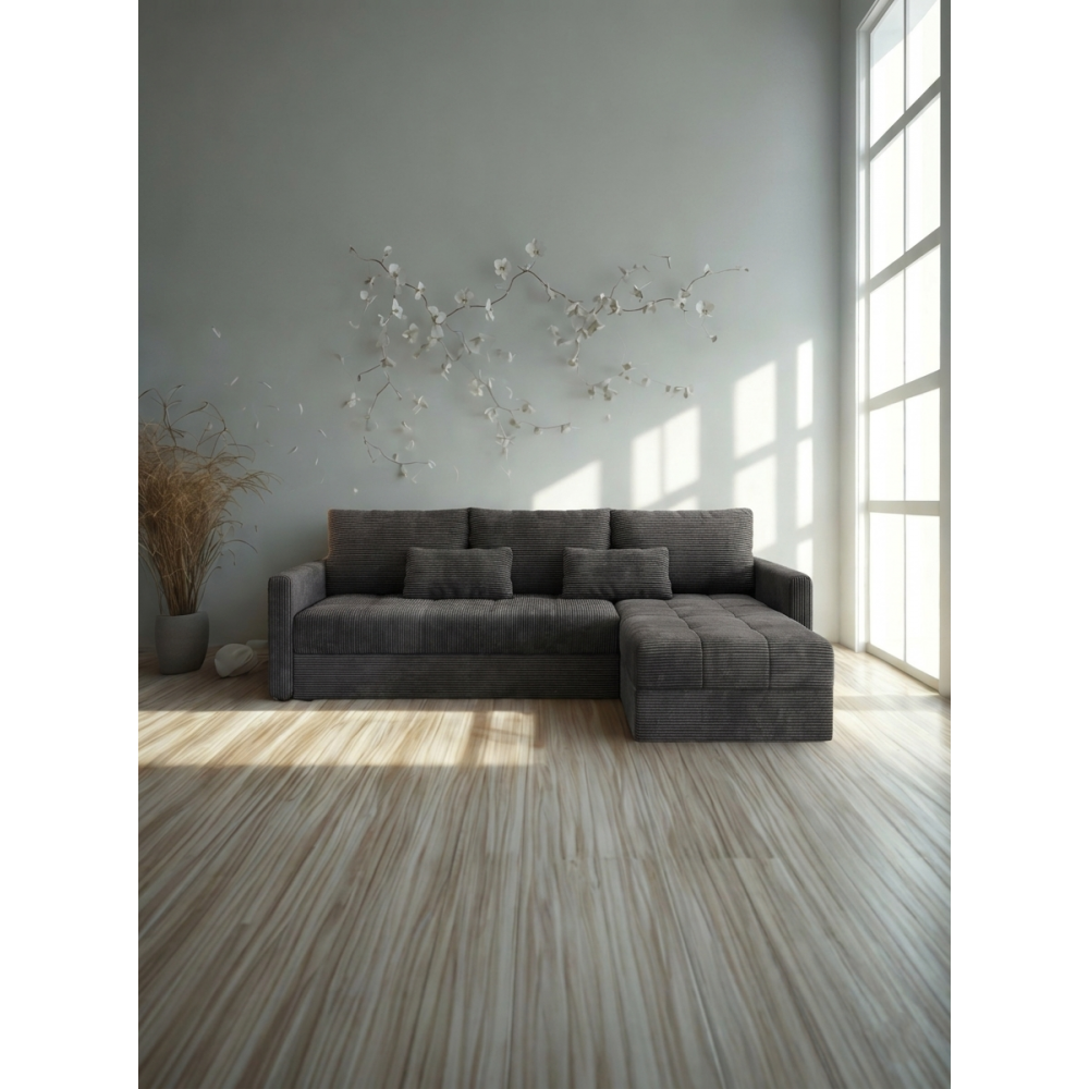 Γωνιακός καναπές Ralevia-Ανθρακί 226x84x85
