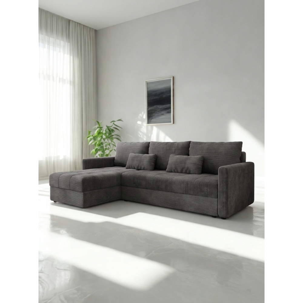 Γωνιακός καναπές Ralevia-Γκρι 226x84x85