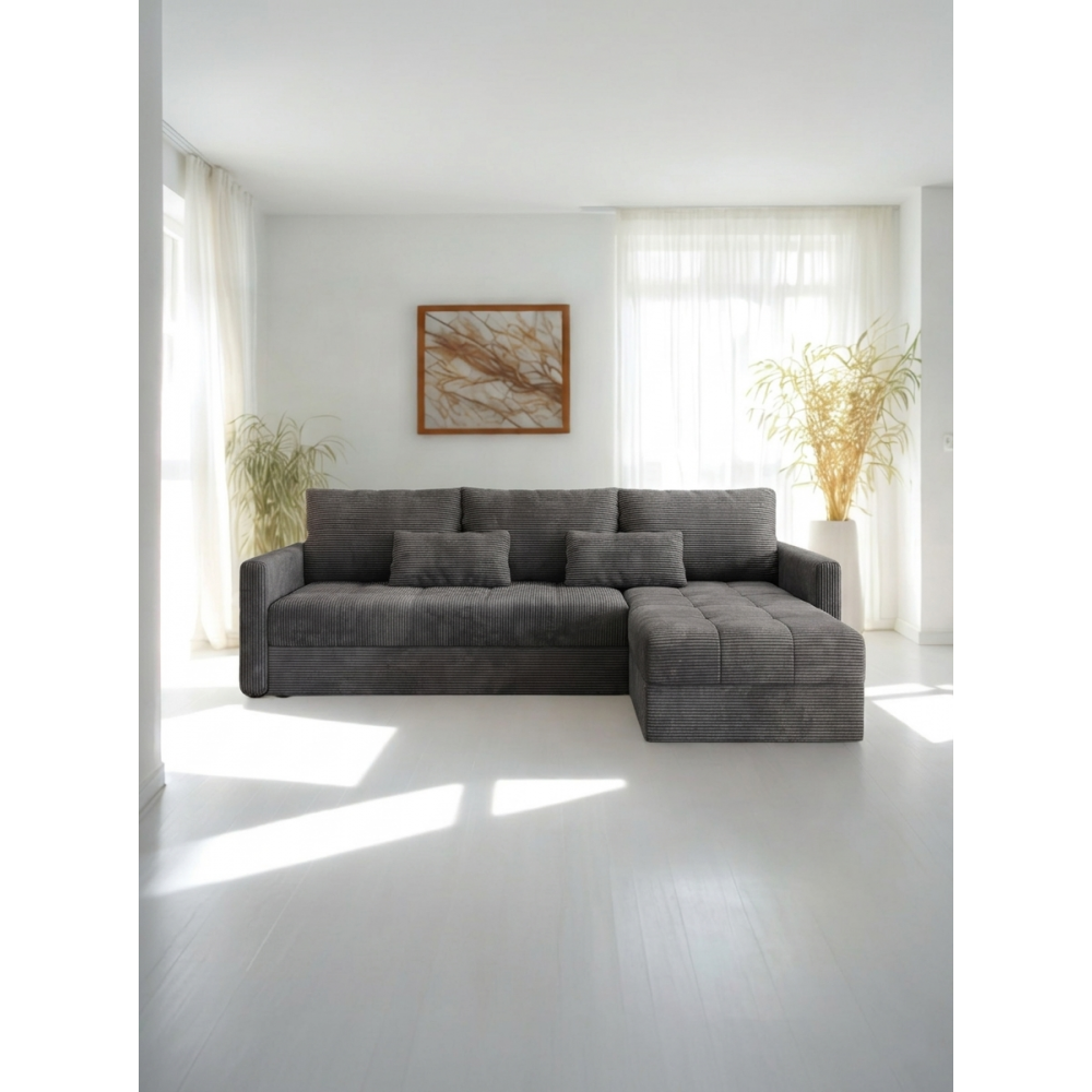 Γωνιακός καναπές Ralevia-Γκρι 226x84x85