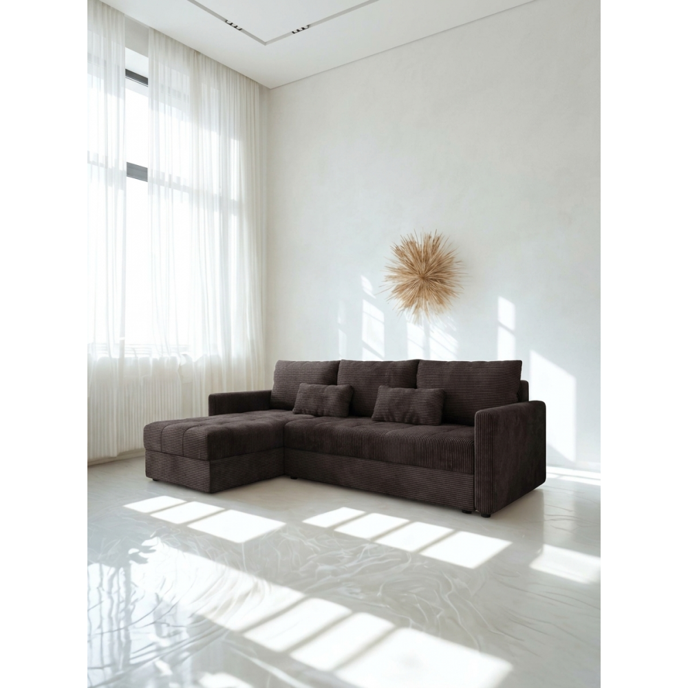 Γωνιακός καναπές Ralevia-Καφέ 226x84x85