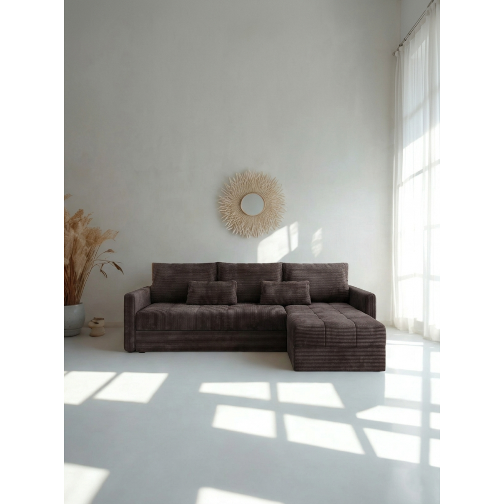 Γωνιακός καναπές Ralevia-Καφέ 226x84x85