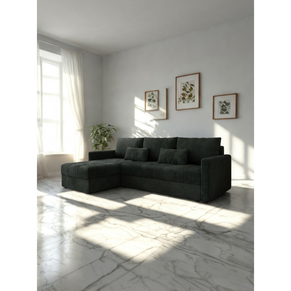 Γωνιακός καναπές Ralevia-Μαύρο 226x84x85