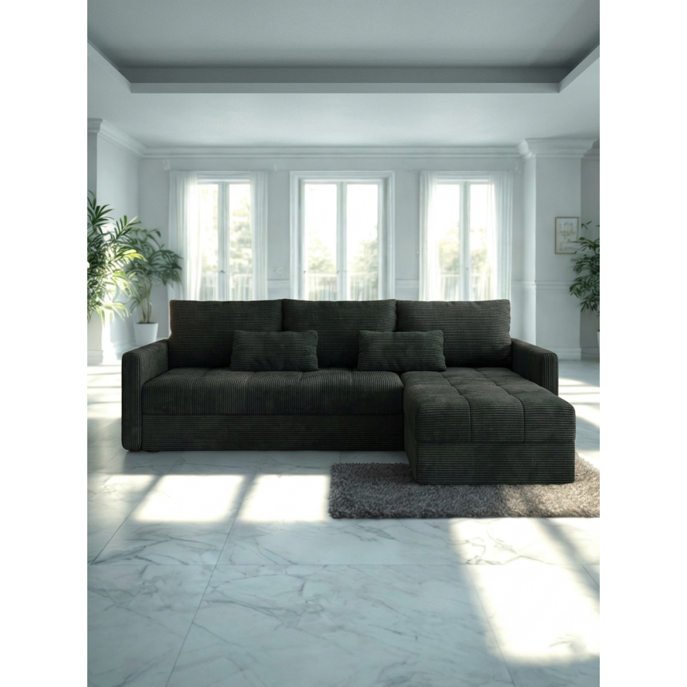 Γωνιακός καναπές Ralevia-Μαύρο 226x84x85