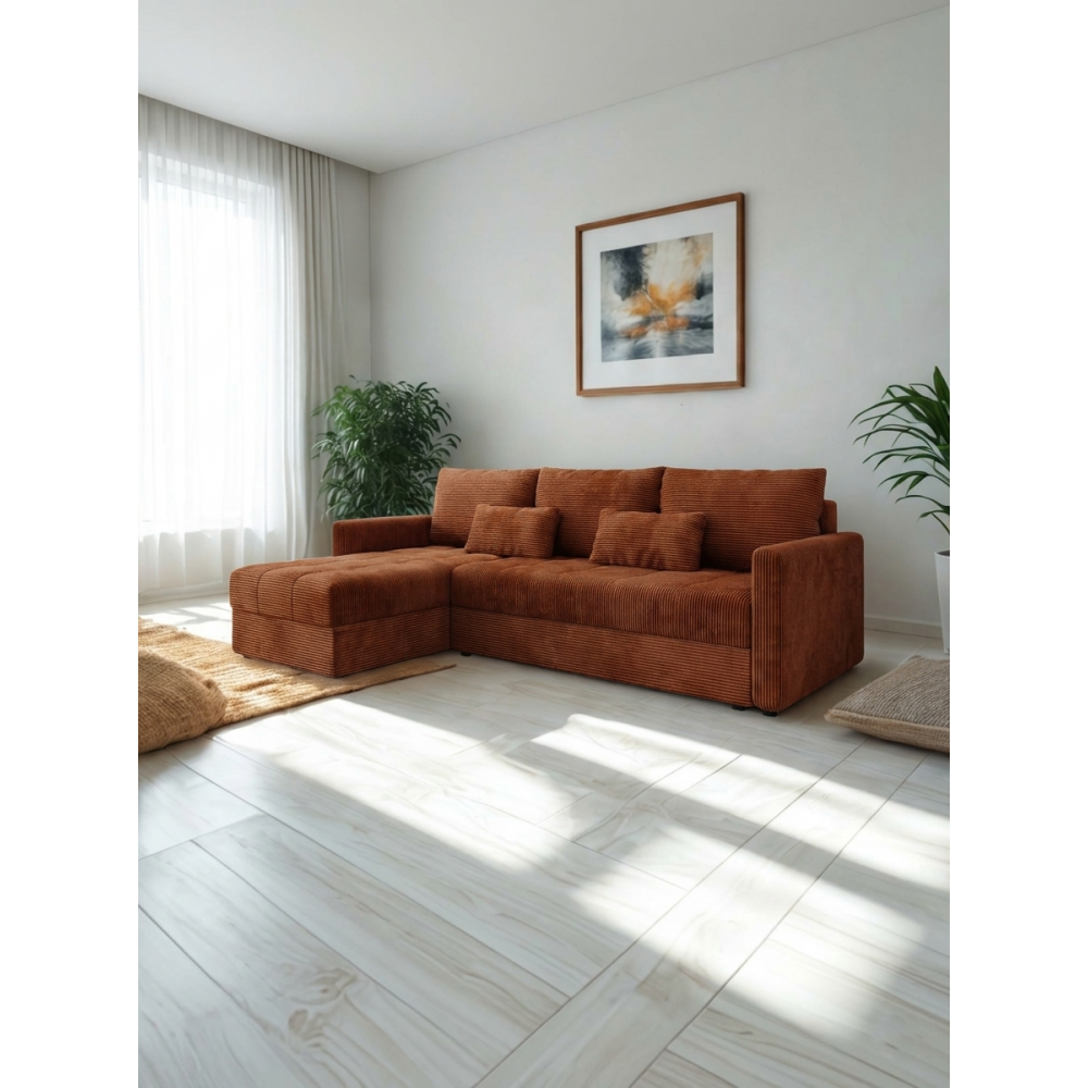 Γωνιακός καναπές Ralevia-Πορτοκαλί 226x84x85