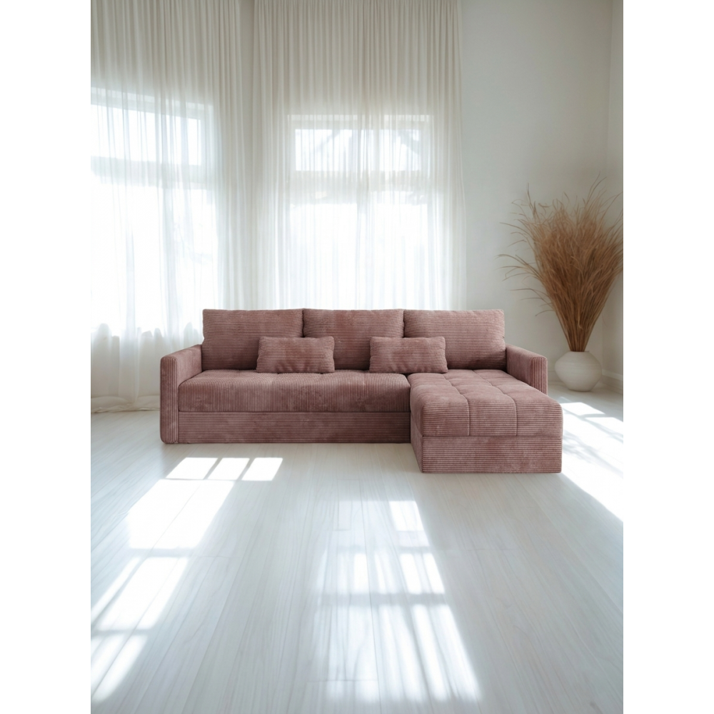 Γωνιακός καναπές Ralevia-Ροζ 226x84x85