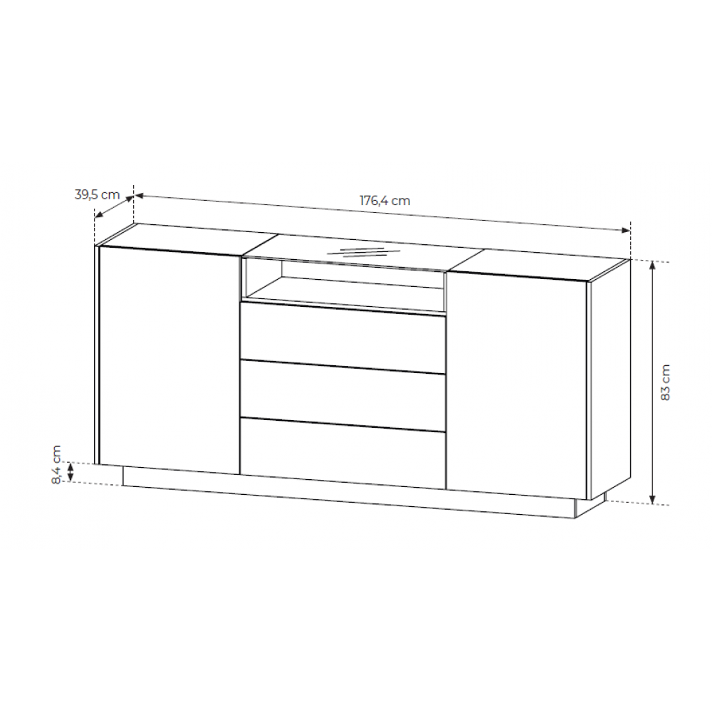 Μπουφές Hori III-Μπεζ Ανοιχτό 176.4x39.5x83