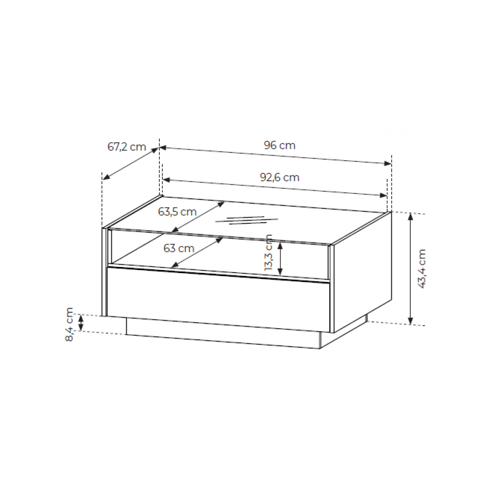 Τραπεζάκι Σαλονιού Hori-Καφέ Ανοιχτό 96x67.2x43.4