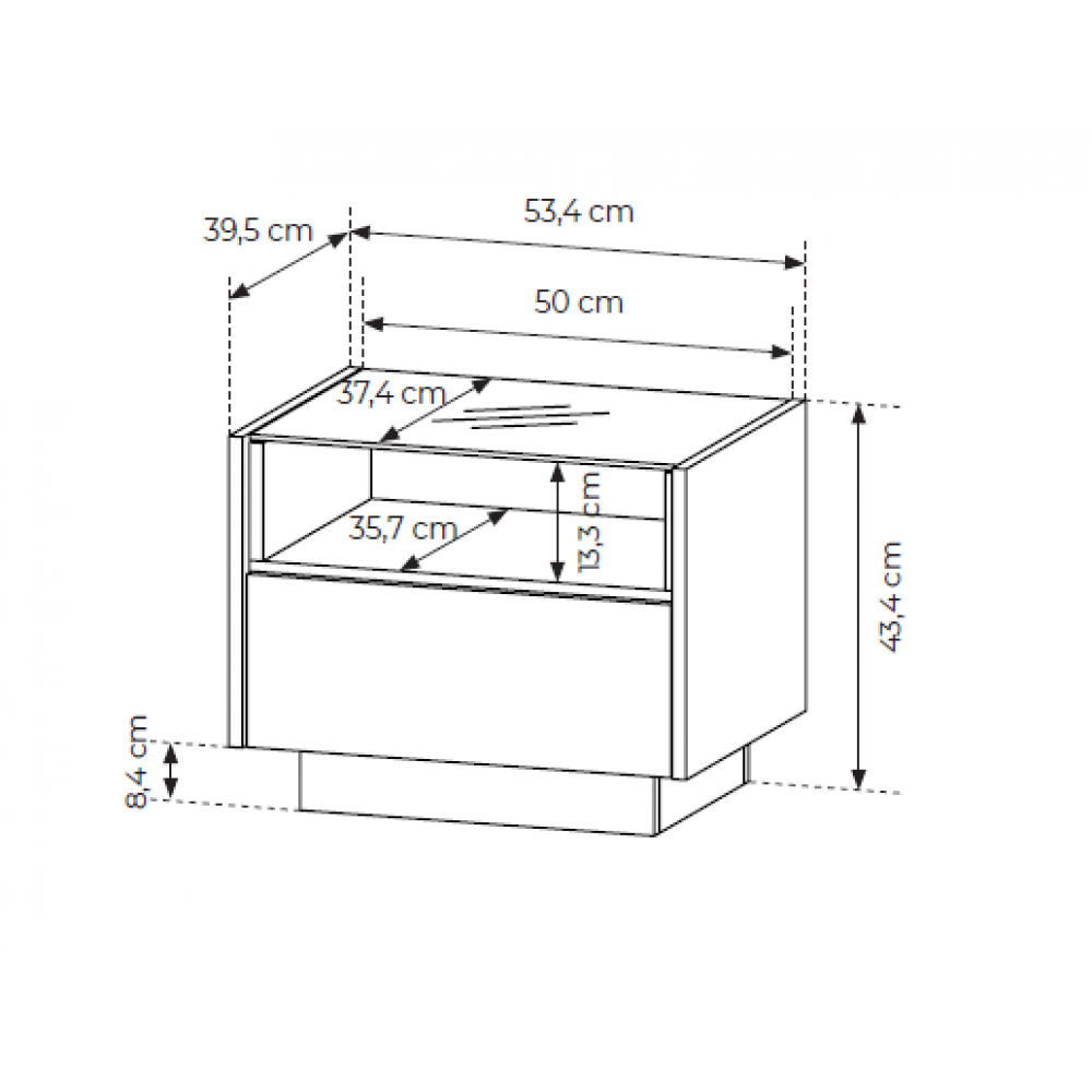 Κομοδίνο Hori-Καφέ Ανοιχτό 53.4x39.5x43.4