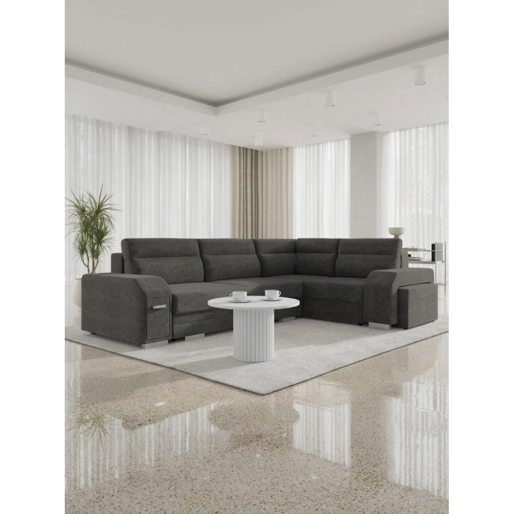 Γωνιακός Καναπές Alvares-Ανθρακί-Δεξιά 305x205x90