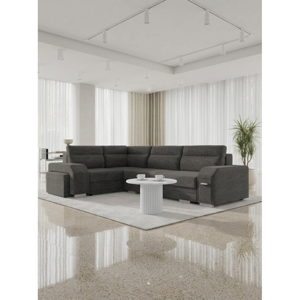 Γωνιακός Καναπές Alvares-Ανθρακί-Αριστερή 305x205x90