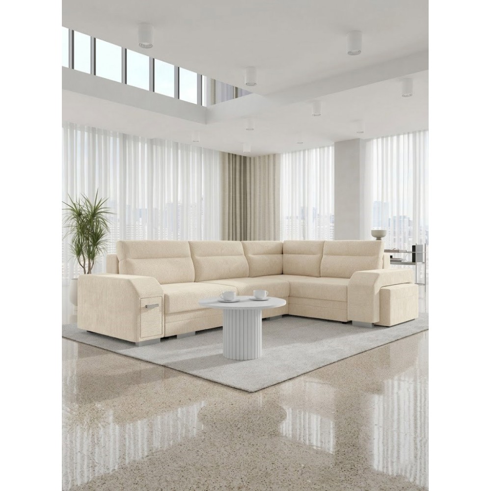 Γωνιακός Καναπές Alvares-Κρεμ-Δεξιά 305x205x90