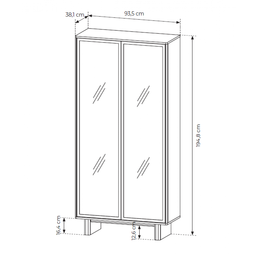 Βιτρίνα Naboo 93.5x38.1x194.8