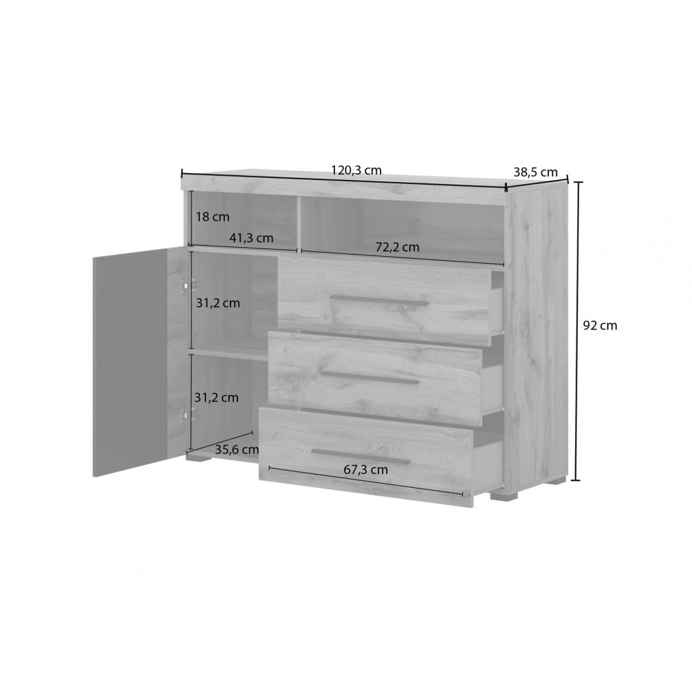 Μπουφές Gregor mini-Φυσικό – Καρυδί 119x39x92