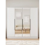 Ντουλάπα Lounier Τετράφυλλη-Λευκό - Μαύρο 200x51x200