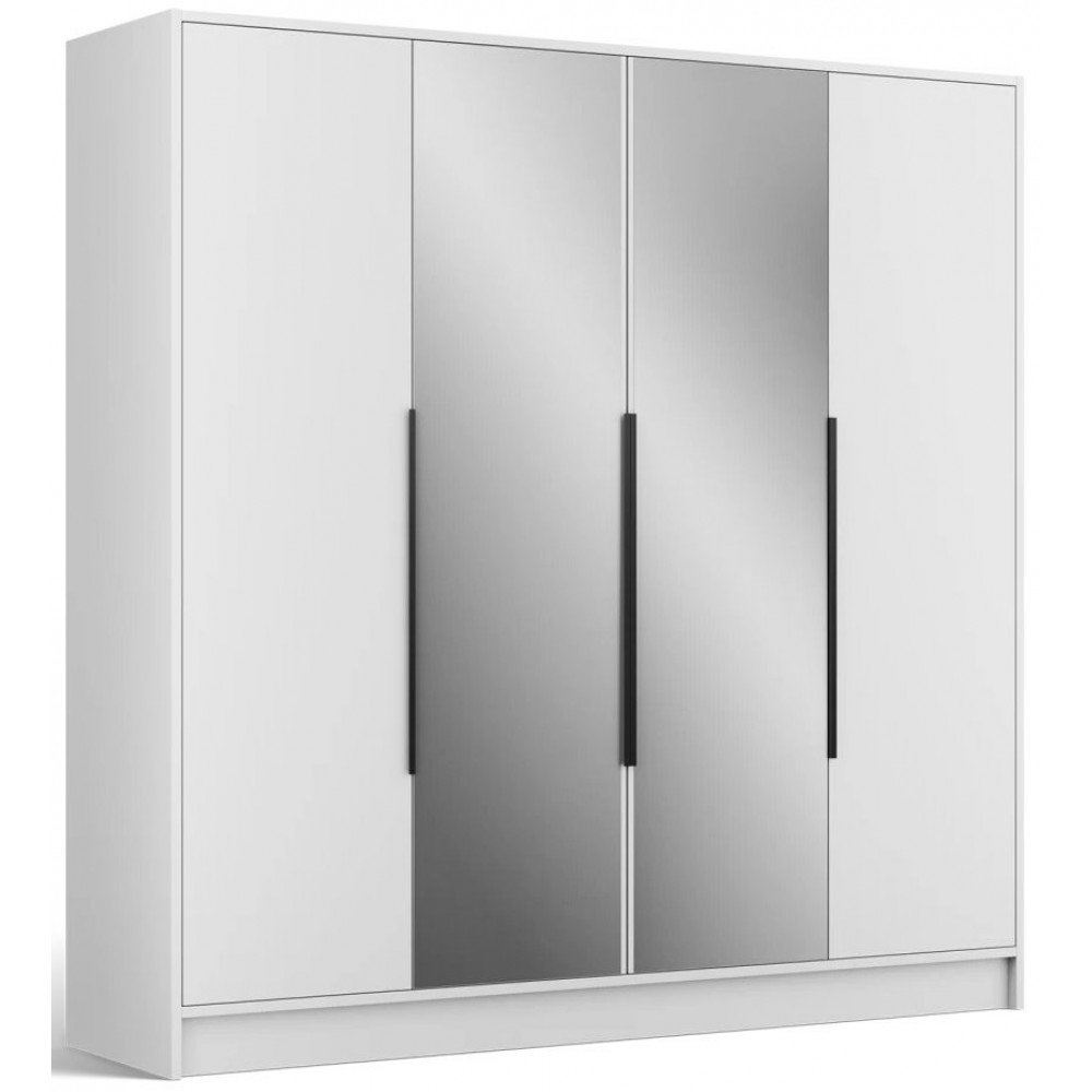 Ντουλάπα Lounier Τετράφυλλη-Λευκό - Μαύρο 200x51x200