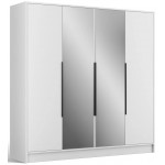 Ντουλάπα Lounier Τετράφυλλη-Λευκό - Μαύρο 200x51x200