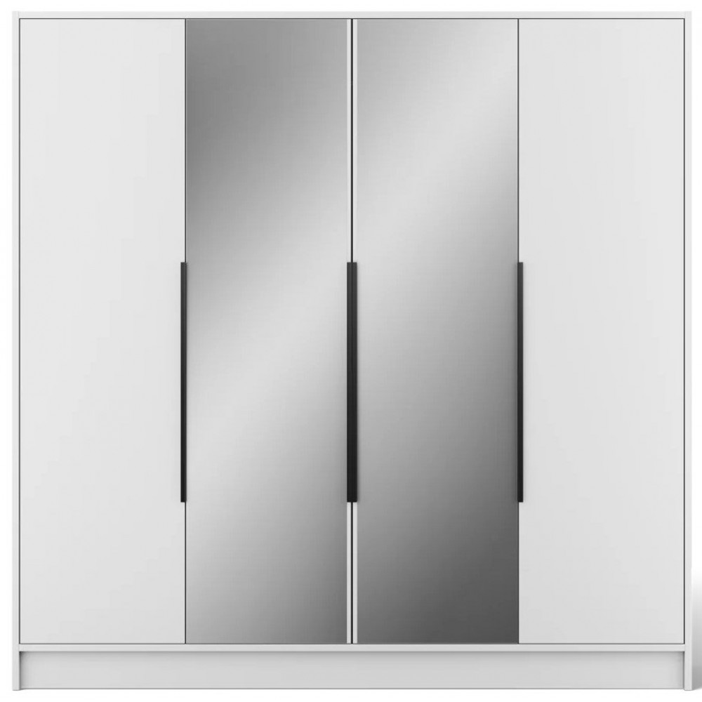 Ντουλάπα Lounier Τετράφυλλη-Λευκό - Μαύρο 200x51x200