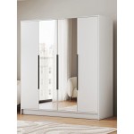 Ντουλάπα Lounier Τετράφυλλη-Λευκό - Μαύρο 200x51x200