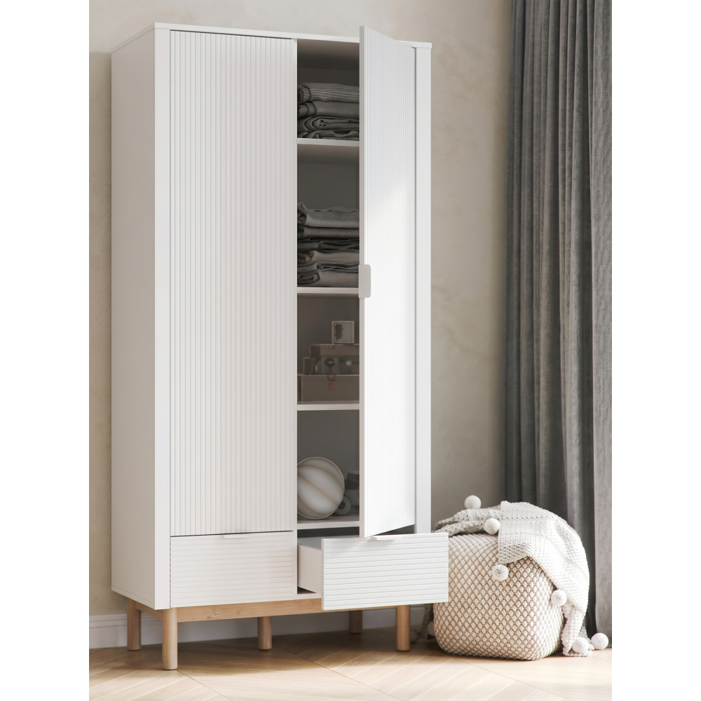 Ντουλάπα Miloo Δίφυλλη-Λευκό 100.2x52.4x197.8