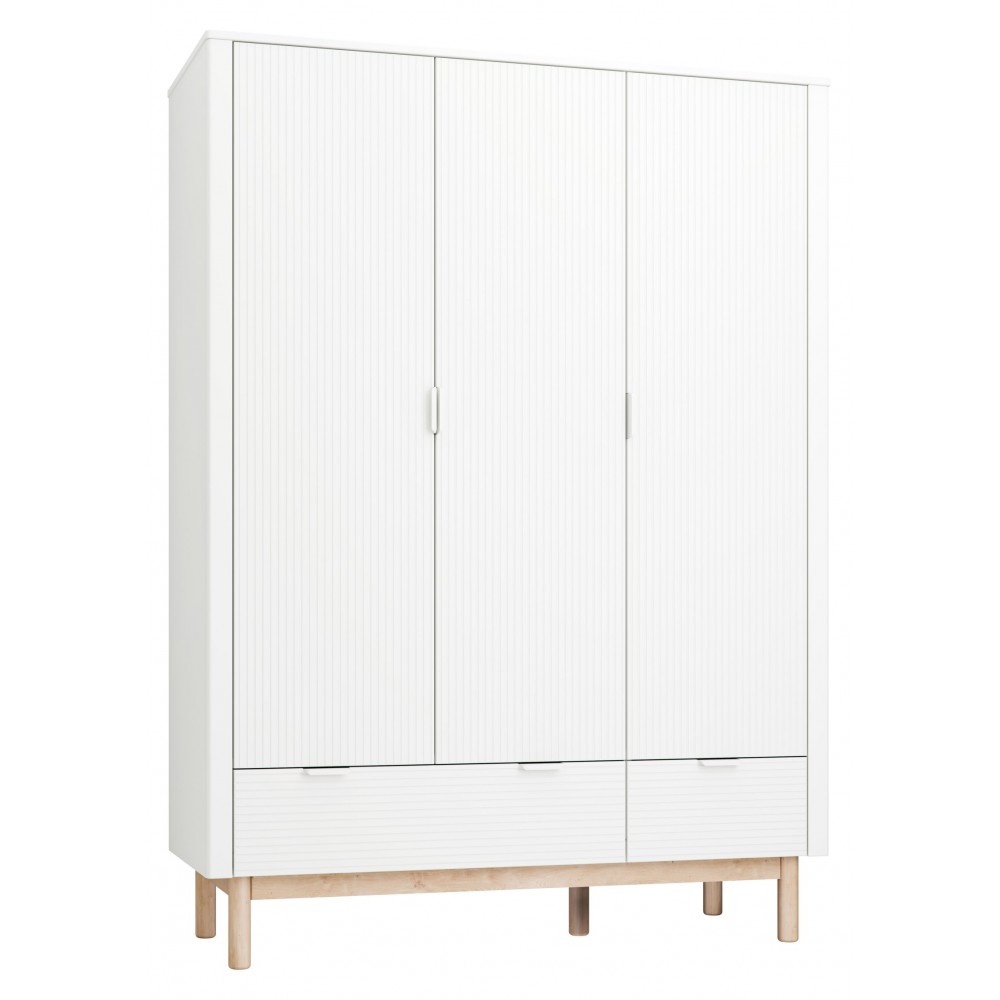 Ντουλάπα Miloo Τρίφυλλη-Λευκό 144.5x52.4x197.8