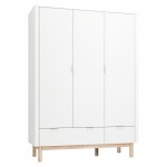Ντουλάπα Miloo Τρίφυλλη-Λευκό 144.5x52.4x197.8
