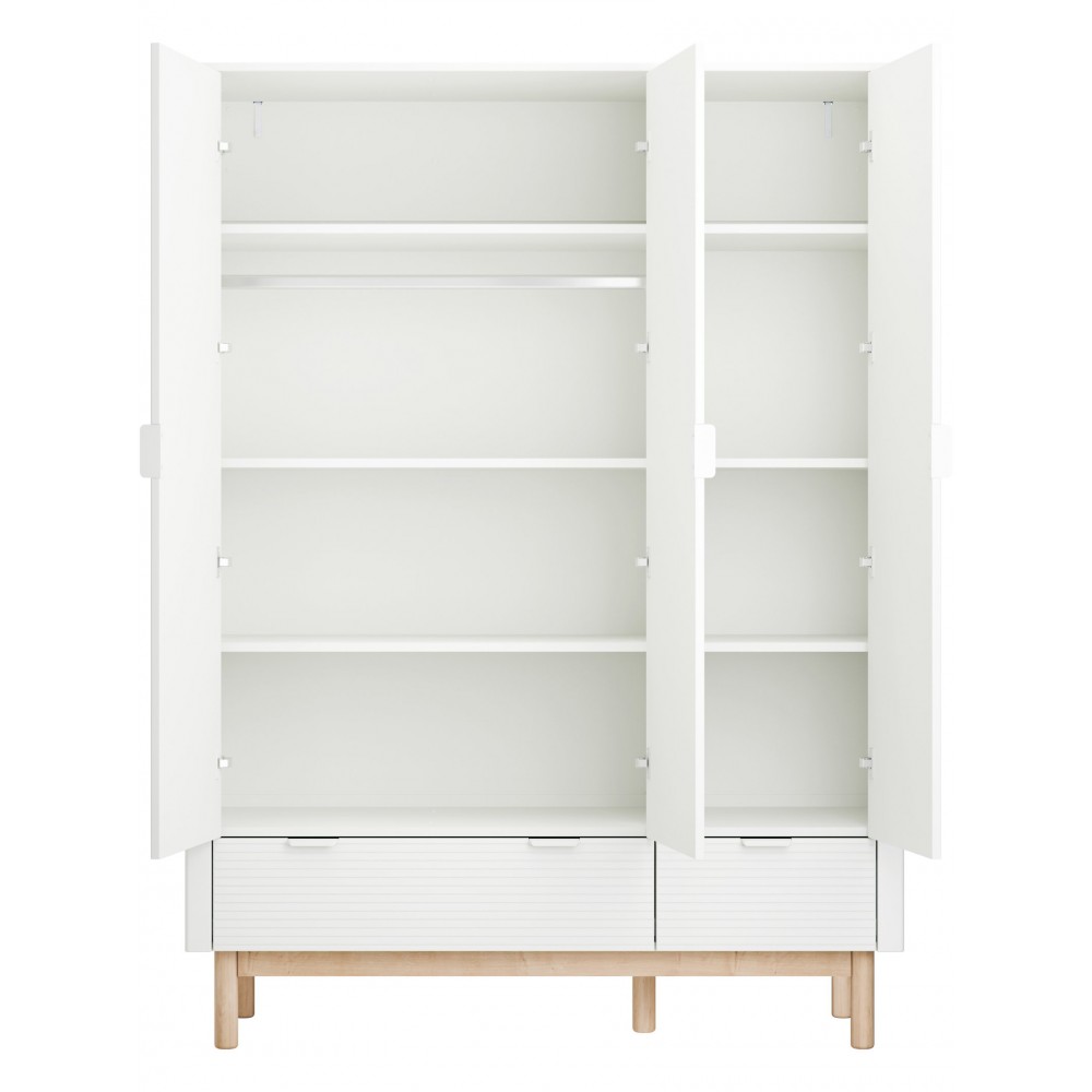 Ντουλάπα Miloo Τρίφυλλη-Λευκό 144.5x52.4x197.8