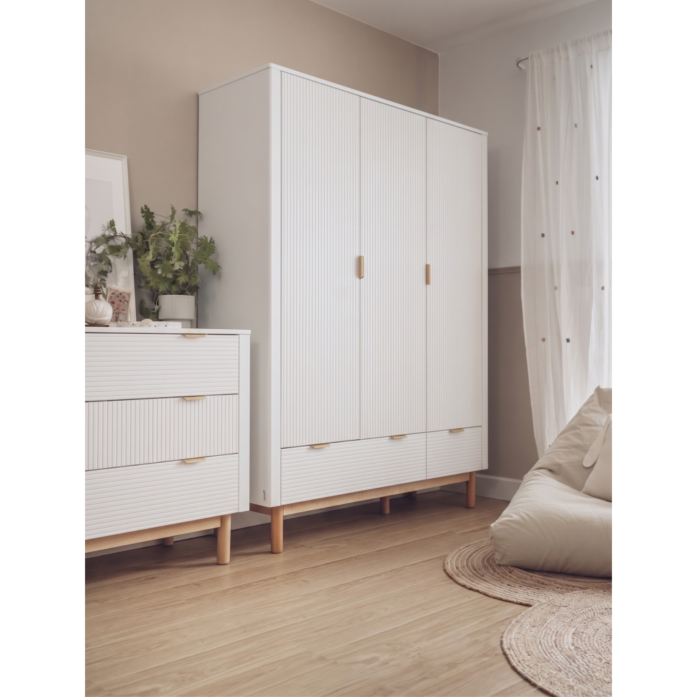 Ντουλάπα Miloo Τρίφυλλη-Λευκό 144.5x52.4x197.8