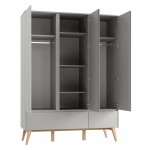 Ντουλάπα Swin Τρίφυλλη-Γκρί 148.9x52.4x199.5