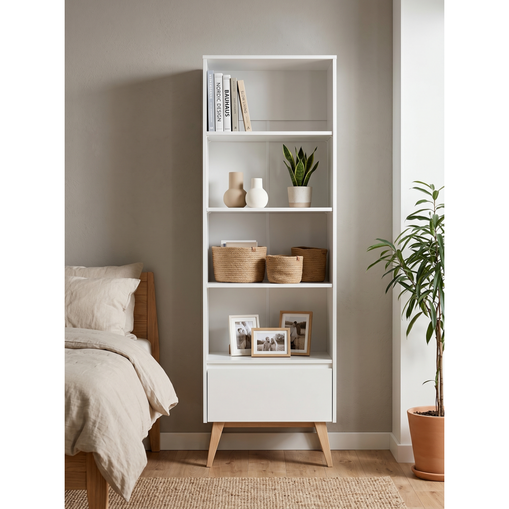 Βιβλιοθήκη Swin-Λευκό 65x42.4x199.5
