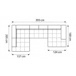 Γωνιακός Καναπές Alisia XL-Δεξιά 393x168x97