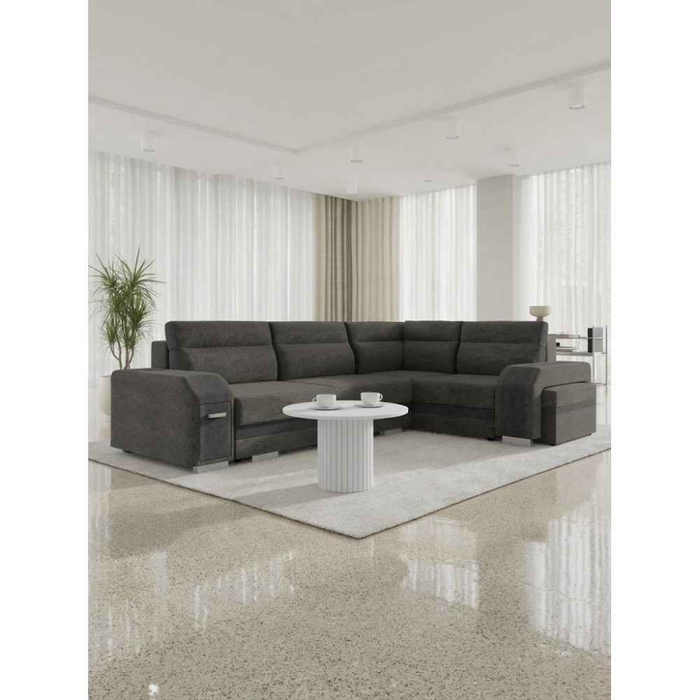 Γωνιακός Καναπές Assan-Ανθρακί-Δεξιά 305x205x90