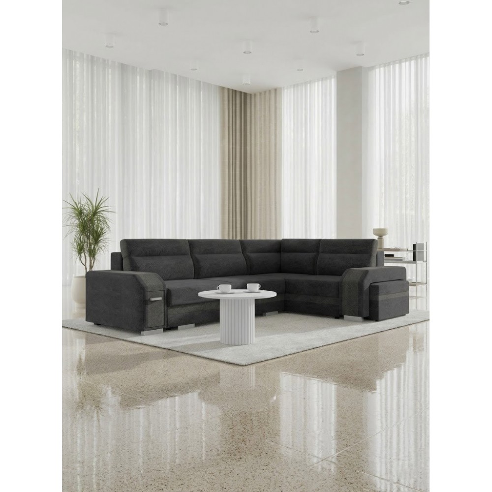 Γωνιακός Καναπές Assan-Μαύρο-Δεξιά 305x205x90