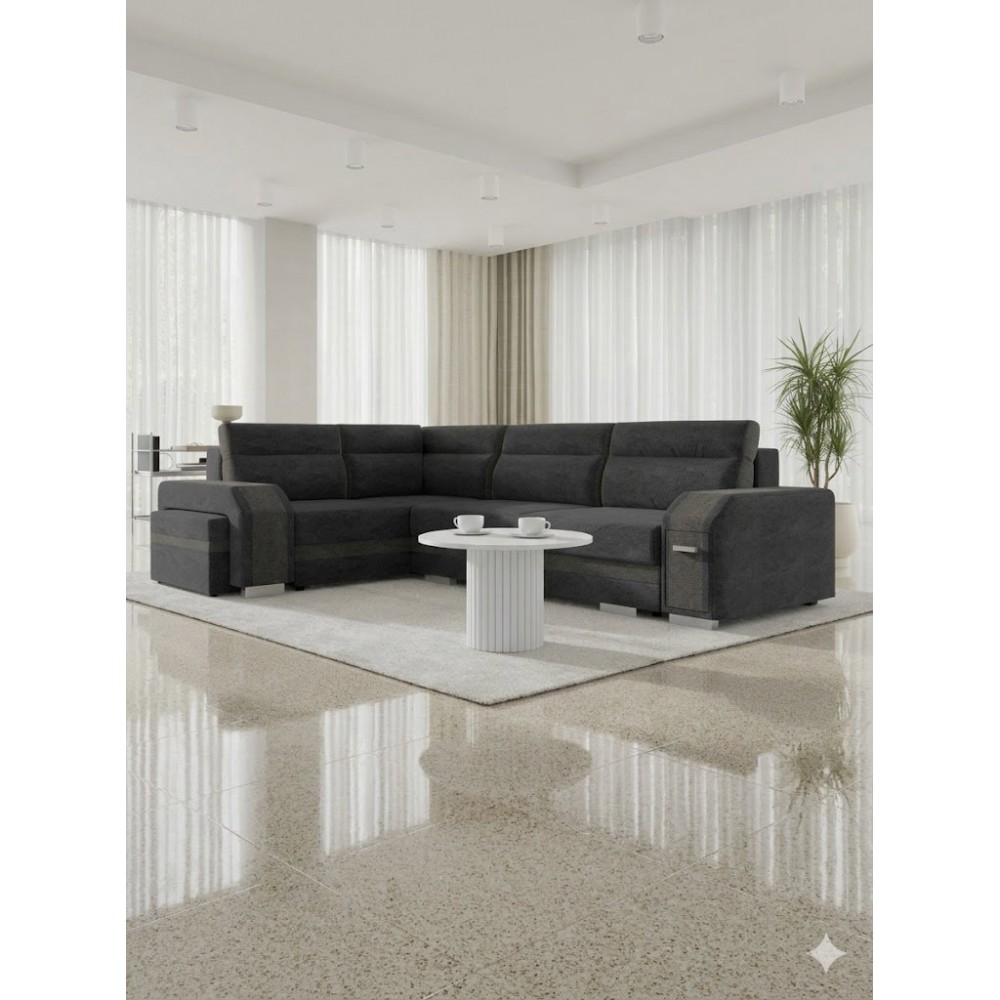 Γωνιακός Καναπές Assan-Μαύρο-Αριστερή 305x205x90