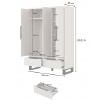 Ντουλάπα Halle τρίφυλλη-Γκρεζ 145x60x210